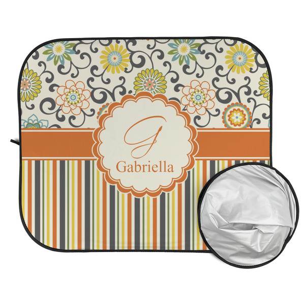 Swirls, Floral & Stripes Car Sun Shades - FOLDED & UNFOLDED