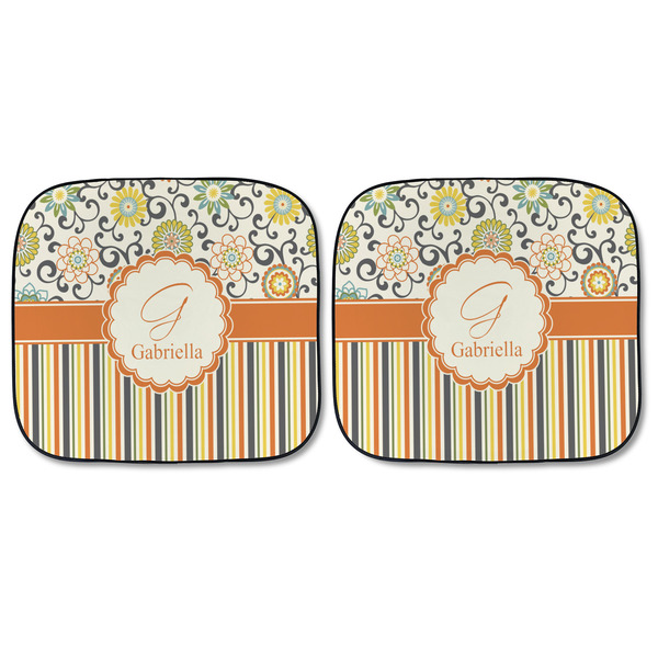 Swirls, Floral & Stripes Car Sun Shades - FRONT