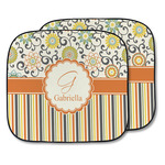 Swirls, Floral & Stripes Car Sun Shade - Two Piece (Personalized)