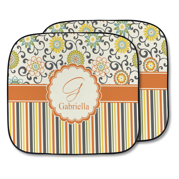 Custom Swirls, Floral & Stripes Car Sun Shade - Two Piece (Personalized)