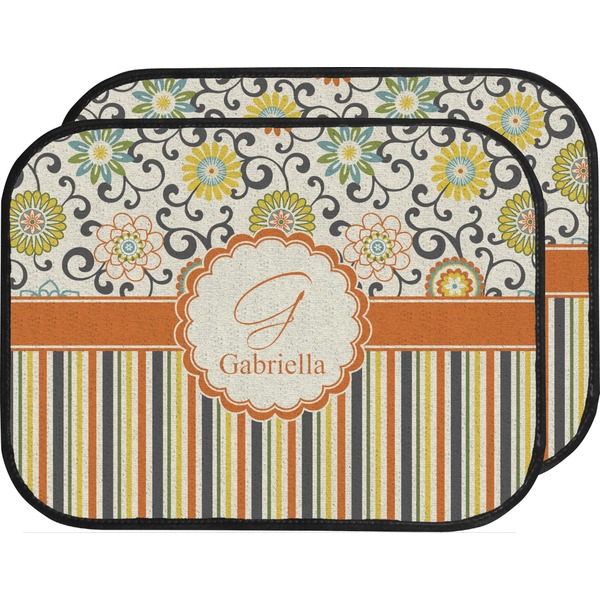 Custom Swirls, Floral & Stripes Car Floor Mats (Back Seat) (Personalized)