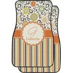 Swirls, Floral & Stripes Car Floor Mats (Front Seat) (Personalized)