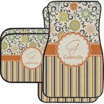 Swirls, Floral & Stripes Car Floor Mats Set - 2 Front & 2 Back (Personalized)