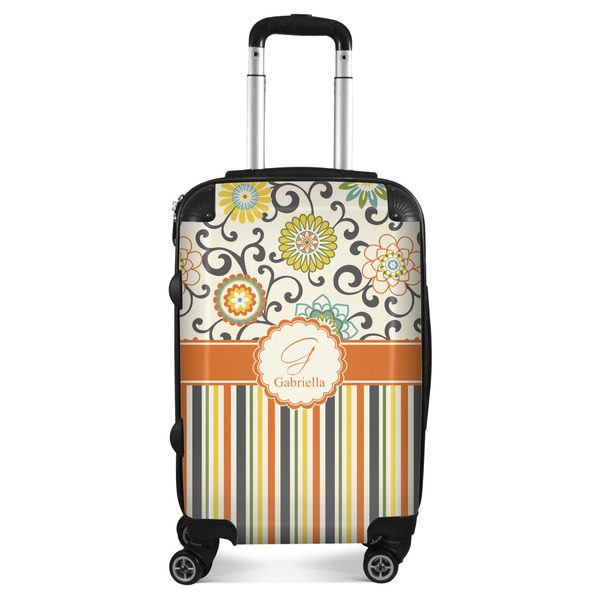 Custom Swirls, Floral & Stripes Suitcase - 20" Carry On (Personalized)