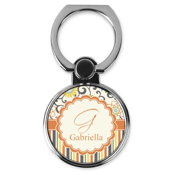 Custom Swirls, Floral & Stripes Cell Phone Ring Stand & Holder (Personalized)