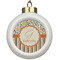 Swirls, Floral & Stripes Ceramic Ball Ornament (Personalized)