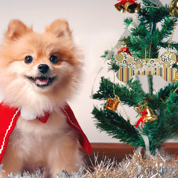 Swirls, Floral & Stripes Ceramic Flat Ornament - Bone (LIFESTYLE)