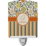 Swirls, Floral & Stripes Ceramic Night Light (Personalized)