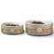 Swirls, Floral & Stripes Ceramic Dog Bowls - Size Comparison