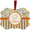 Swirls, Floral & Stripes Christmas Ornament (Front View)