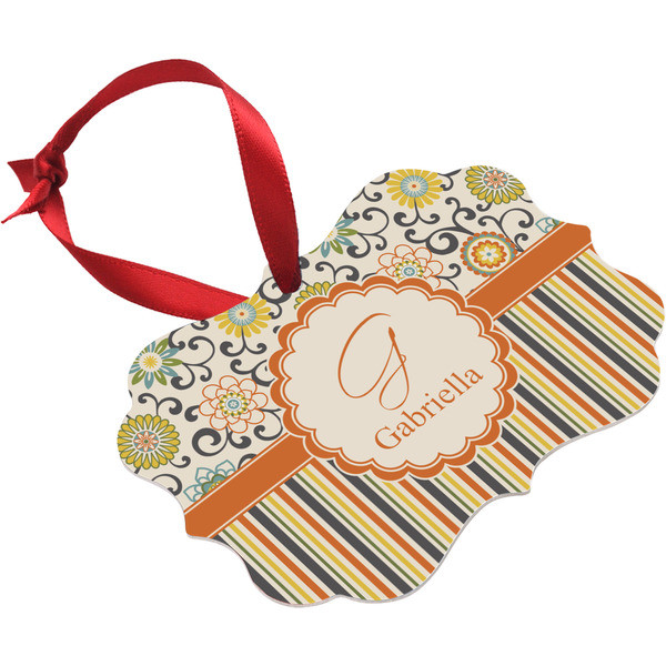 Swirls, Floral & Stripes Christmas Ornament