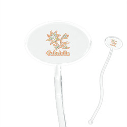 Swirls, Floral & Stripes 7" Oval Plastic Stir Sticks - Clear (Personalized)