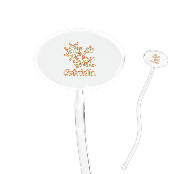 Custom Swirls, Floral & Stripes 7" Oval Plastic Stir Sticks - Clear (Personalized)