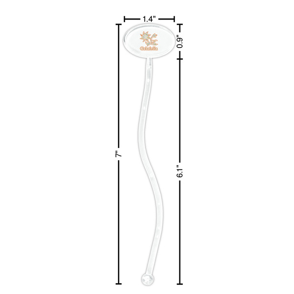 Swirls, Floral & Stripes Clear Plastic 7" Stir Stick - Oval - Dimensions