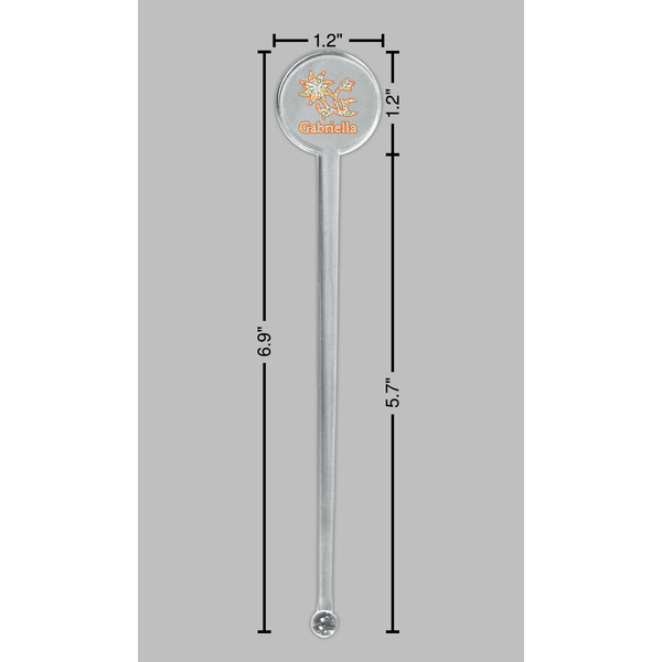 Swirls, Floral & Stripes Clear Plastic 7" Stir Stick - Round - Dimensions