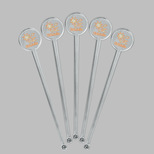 Swirls, Floral & Stripes Clear Plastic 7" Stir Stick - Round - Fan View