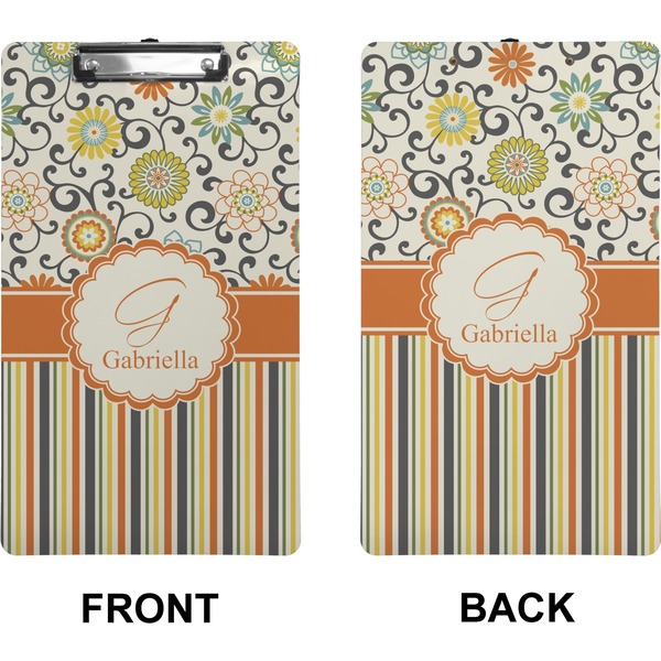 Swirls, Floral & Stripes Clipboard (Legal) (Front + Back)