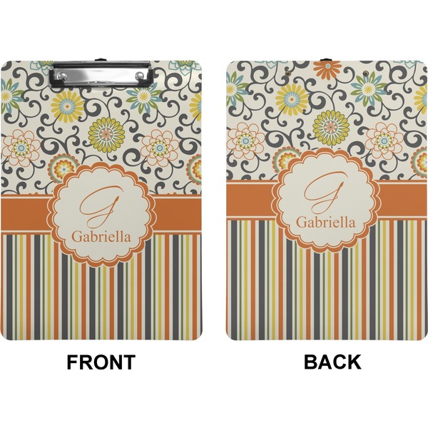 Swirls, Floral & Stripes Clipboard (Letter) (Front + Back)