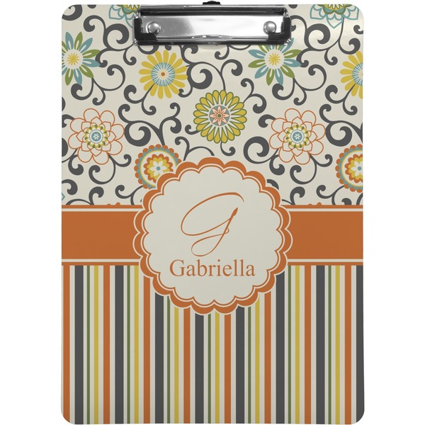 Custom Swirls, Floral & Stripes Clipboard (Letter Size) (Personalized)