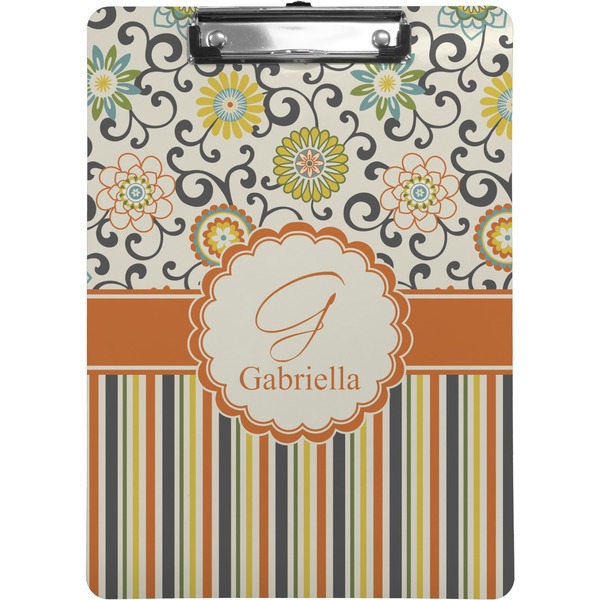 Custom Swirls, Floral & Stripes Clipboard (Personalized)