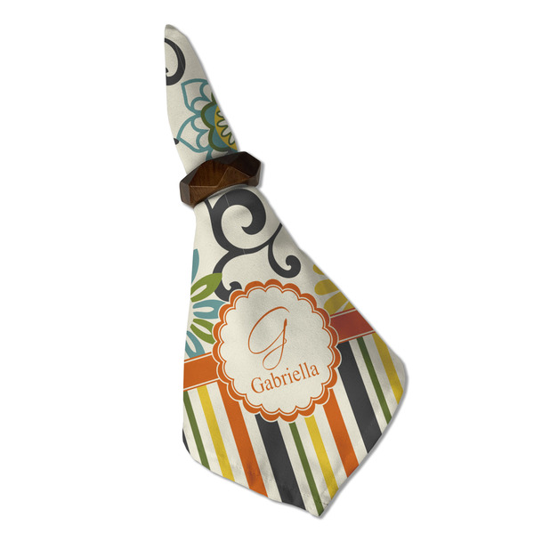 Swirls, Floral & Stripes Cloth Napkins - Personalized Dinner (Folded in Ring) (MAIN)