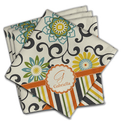Swirls, Floral & Stripes Cloth Napkins (Set of 4) (Personalized)