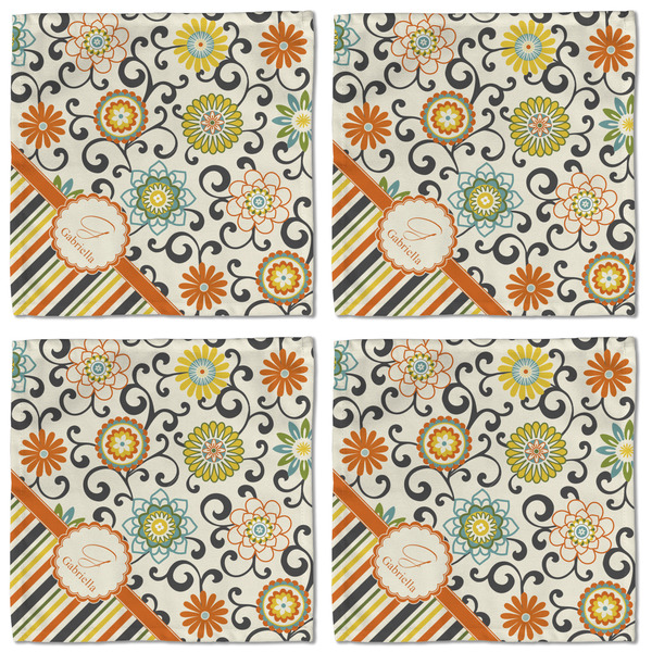 Swirls, Floral & Stripes Cloth Napkins - Personalized Lunch (APPROVAL) Set of 4