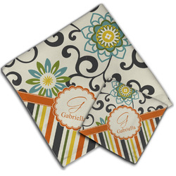 Swirls, Floral & Stripes Cloth Napkin w/ Name and Initial
