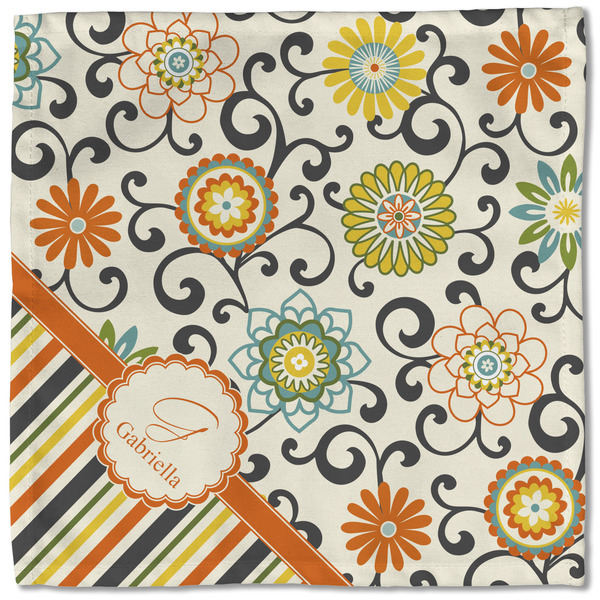 Swirls, Floral & Stripes Cloth Napkins - Personalized Lunch (Single Full Open)