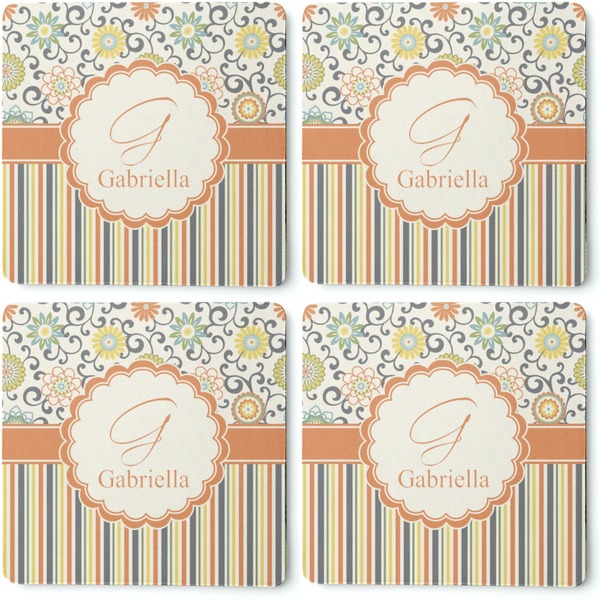 Swirls, Floral & Stripes Coaster Rubber Back - Apvl