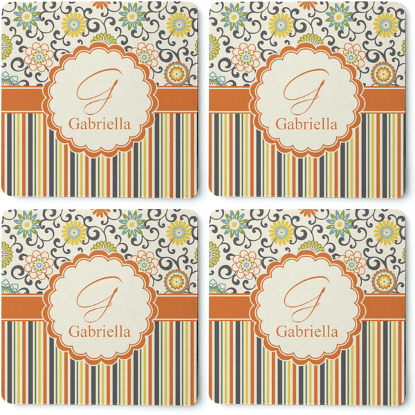 Swirls, Floral & Stripes Coaster Rubber Back - Apvl