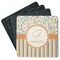 Swirls, Floral & Stripes Square Rubber Backed Coasters - Set of 4 (Personalized)