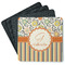 Swirls, Floral & Stripes Square Rubber Backed Coasters - Set of 4 (Personalized)