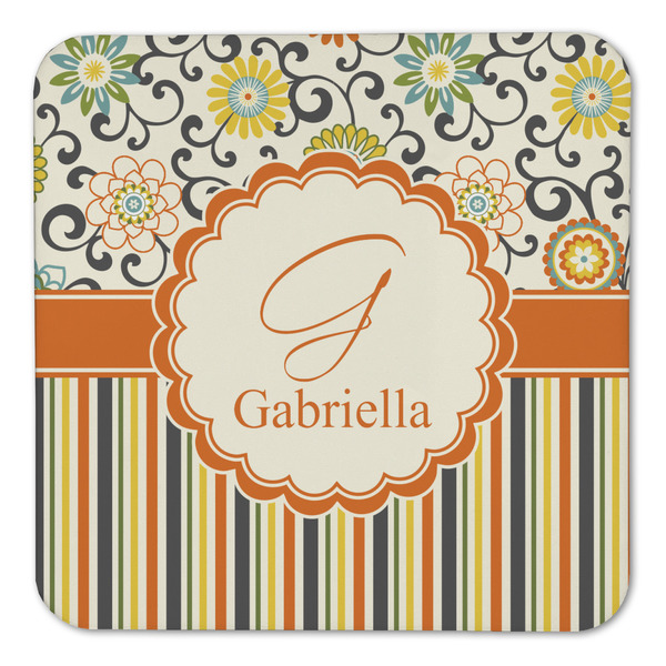 Swirls, Floral & Stripes Coaster Set - FRONT (one)