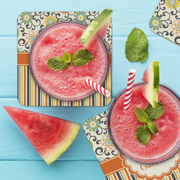 Swirls, Floral & Stripes Coaster Set - LIFESTYLE