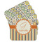 Swirls, Floral & Stripes Cork Coaster - Set of 4 w/ Name and Initial