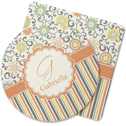 Swirls, Floral & Stripes Rubber Backed Coaster (Personalized)