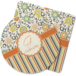 Swirls, Floral & Stripes Rubber Backed Coaster (Personalized)