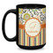 Swirls, Floral & Stripes Coffee Mug - 15 oz - Black