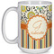 Swirls, Floral & Stripes 15 Oz Coffee Mug - White (Personalized)