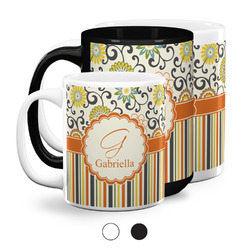 Swirls, Floral & Stripes Coffee Mug (Personalized)