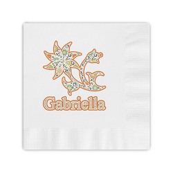 Swirls, Floral & Stripes Coined Cocktail Napkins (Personalized)