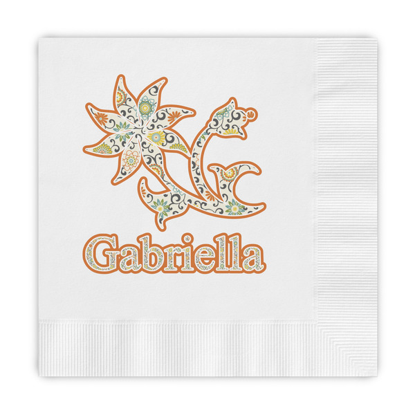Custom Swirls, Floral & Stripes Embossed Decorative Napkins (Personalized)