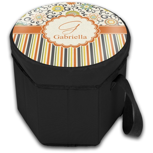 Swirls, Floral & Stripes Collapsible Personalized Cooler & Seat (Closed)