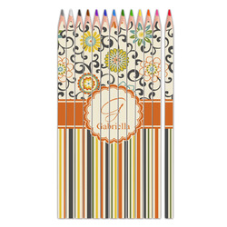 Swirls, Floral & Stripes Colored Pencils (Personalized)