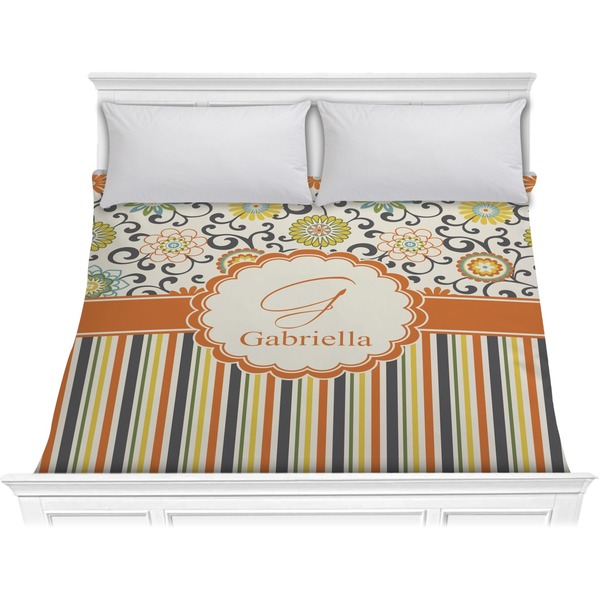 Custom Swirls, Floral & Stripes Comforter - King (Personalized)