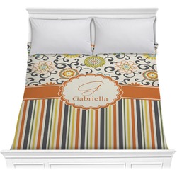 Swirls, Floral & Stripes Comforter - Full / Queen (Personalized)