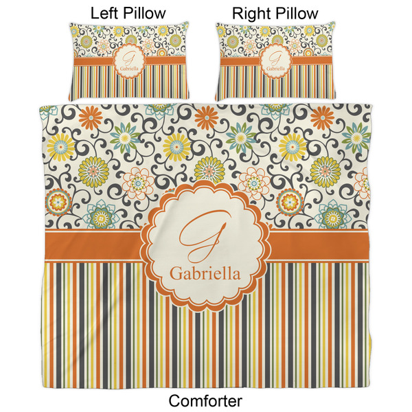 Swirls, Floral & Stripes Comforter Set - King - Approval