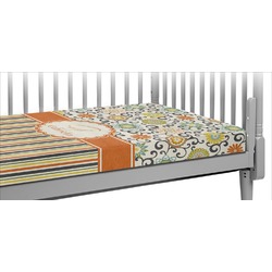 Swirls, Floral & Stripes Crib Fitted Sheet (Personalized)