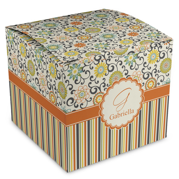 Custom Swirls, Floral & Stripes Cube Favor Gift Boxes (Personalized)